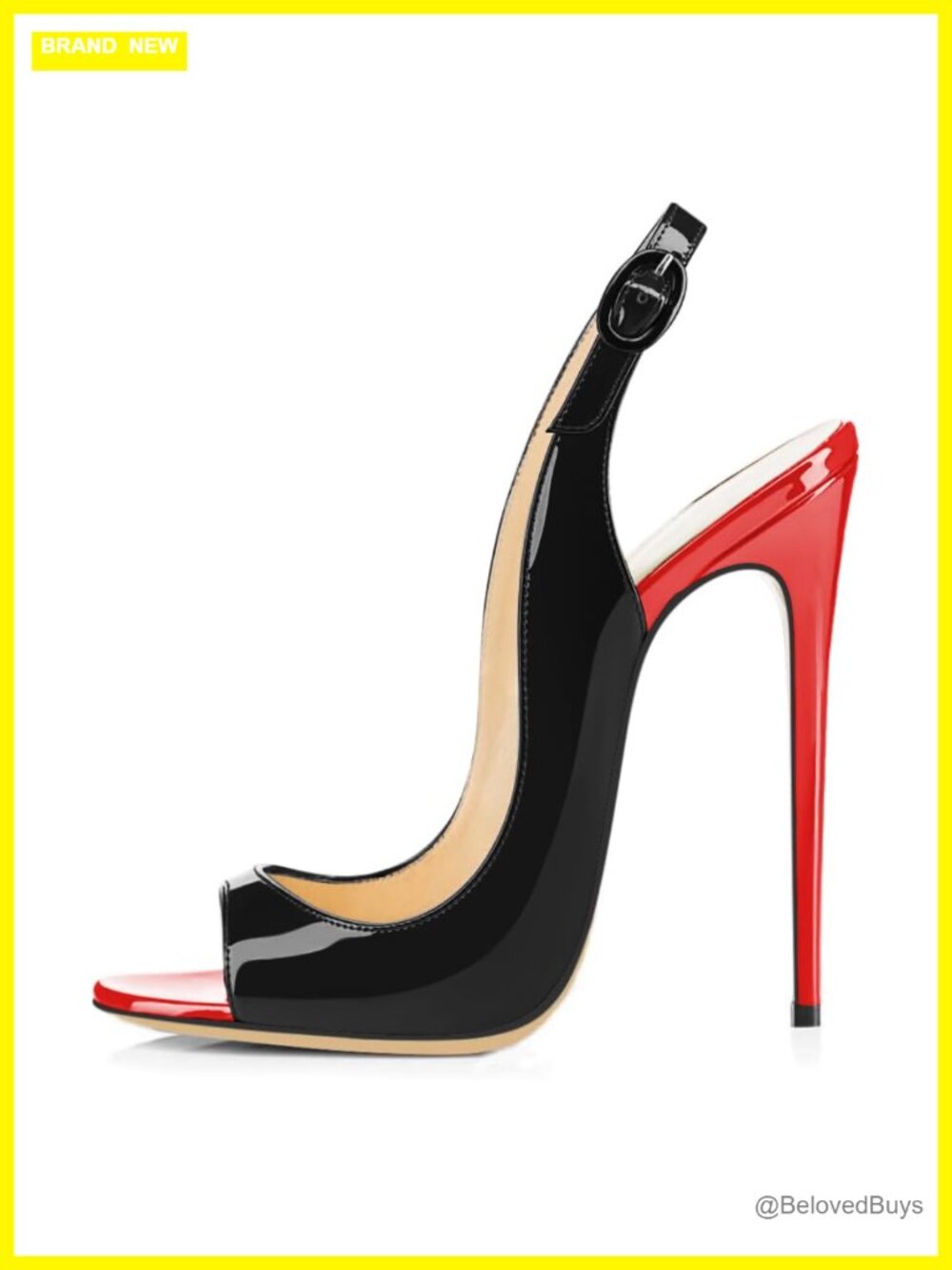 Peep Toe Slingback High Heel Sandals Stiletto Ankle Strap 4.7 Inch